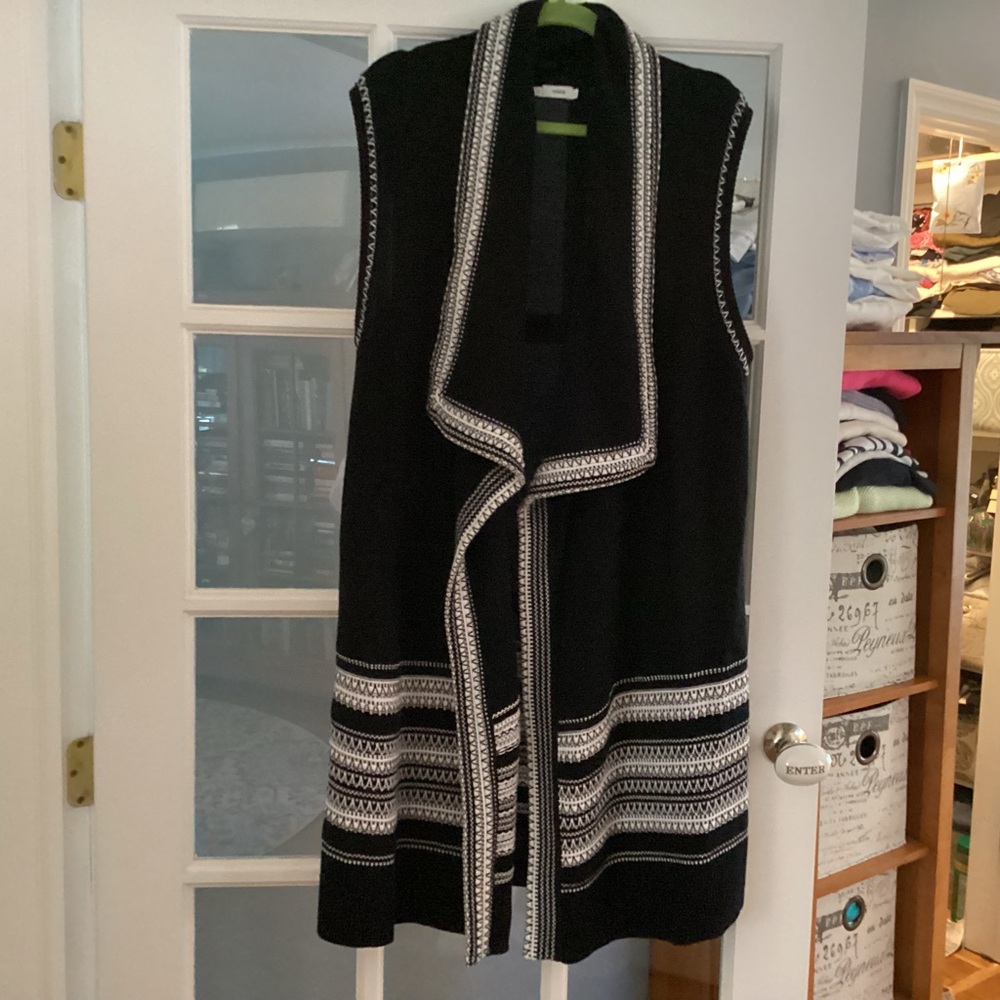 Vince Black and White Women's Cardigan Vest